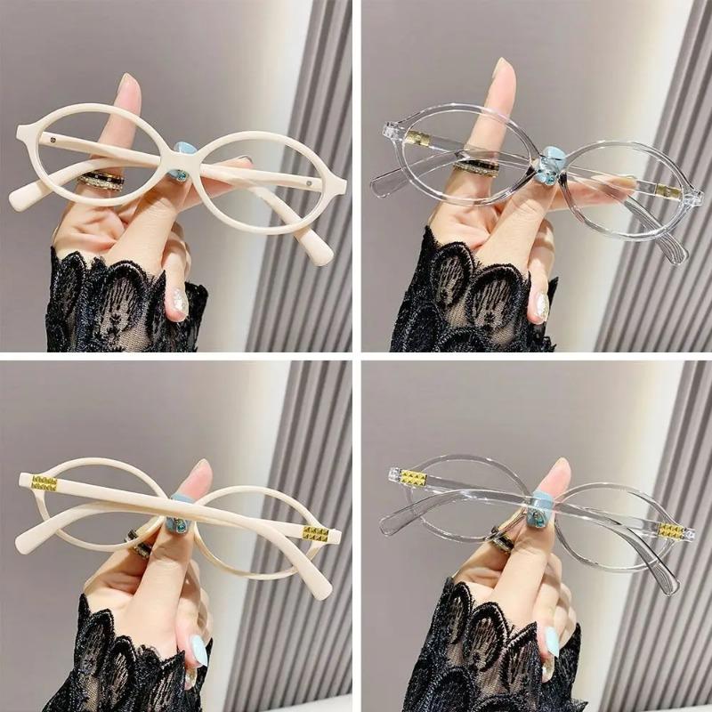 Y2K Retro Oval Frame Glasses Women Anti Blue Light Eyewear Trendy Sweet Cool Reading Computer Eyeglasses