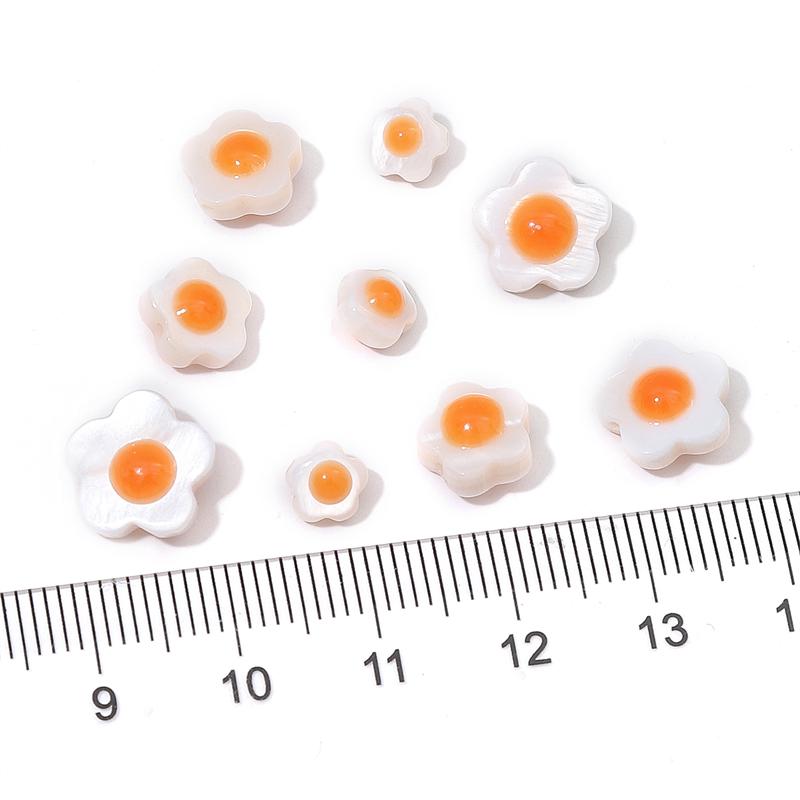 Natural Freshwater Shells Flowers Beads Double-Sided Egg Yolk for DIY Jewelry