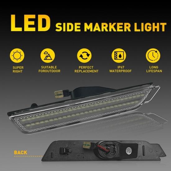For 2010-2015 Chevy Camaro SS Style FrontRear White LED Side Marker Lights USEA
