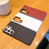 Plain For Samsung Galaxy S26 Ultra S25 Edge Plus Case Magnetic Wireless Charger Shell Shockproof Protective Leather Back Cover