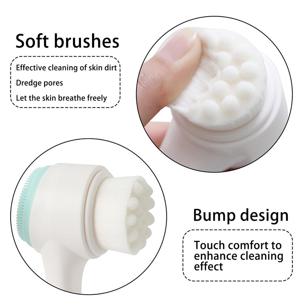3D Facial Cleansing Brush Soft Bristled Silicone Manual Facial Cleansing Brush