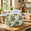 1pc Tropical Botanical Design Tissue Holder, Repeating Palm Tree Pattern, Easy To Clean, Supplies for Outdoor Gatherings, Daily Desktop Tissue Organiz