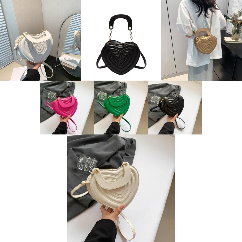 Fashionable Medium Sized Heart Bag With Zipper Closure Soft Pu Leather Shoulder Bag For Everyday Use