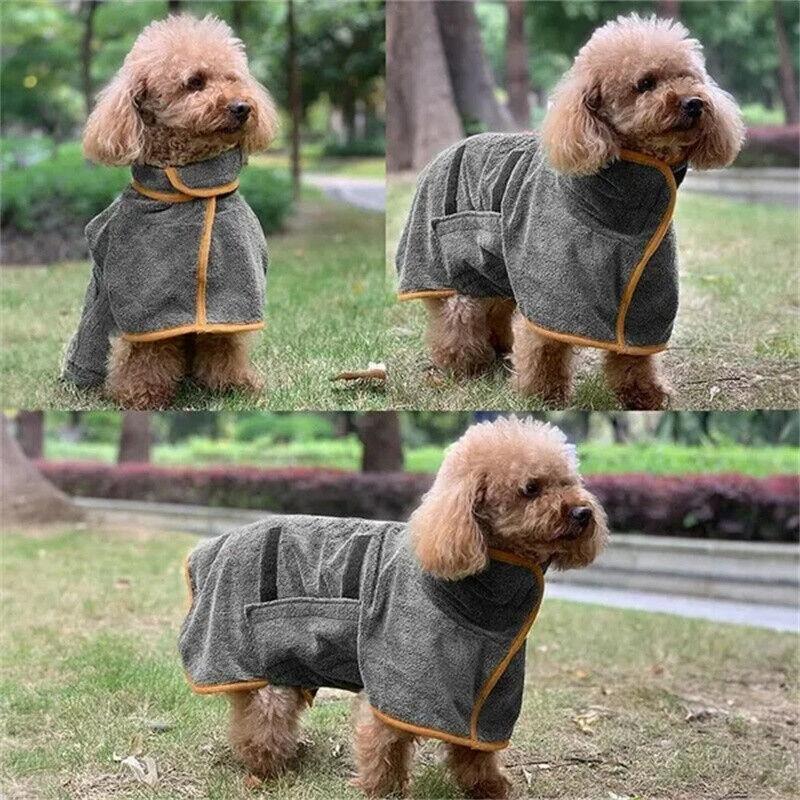 Towel Bathrobe Dog Microfibre Bath Robe Pet Super Absorbent  Drying Coat