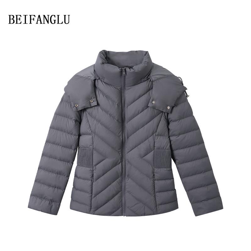 Northern Deer Women's Hooded Slimming Down Jacket - Three Stars White Goose Down for Autumn/Winter