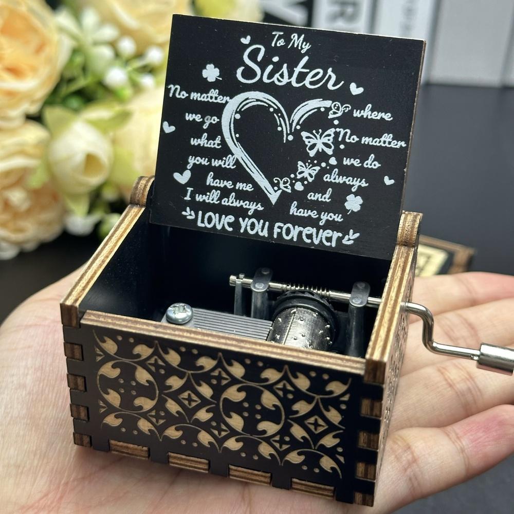 

1pc Music Box, You Are My Sunshine Vintage Engraved Wood Music Box, Musical Box Gift For Daughter/Wife/Mother/Friends, Mechanism темные хаки