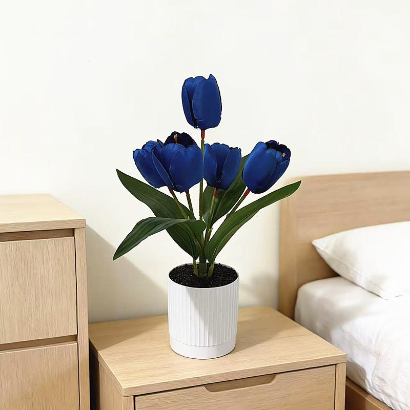 Tulip Artificial Plant Decor With Plastic And Silk For Wedding Photography And Home Interior
