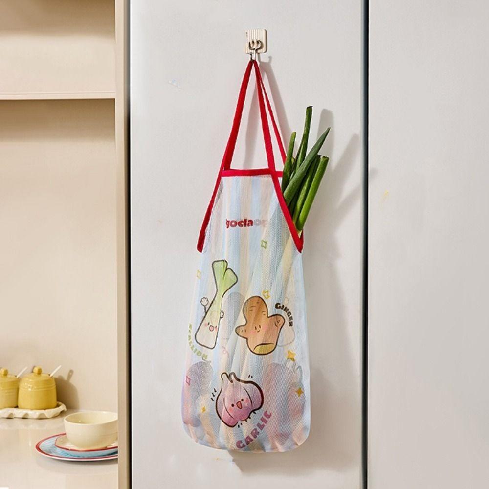 Breathable Kitchen Hanging Bag Cartoon Storage Mesh Bag Fruit Vegetable Storage Bag  for Kitchen