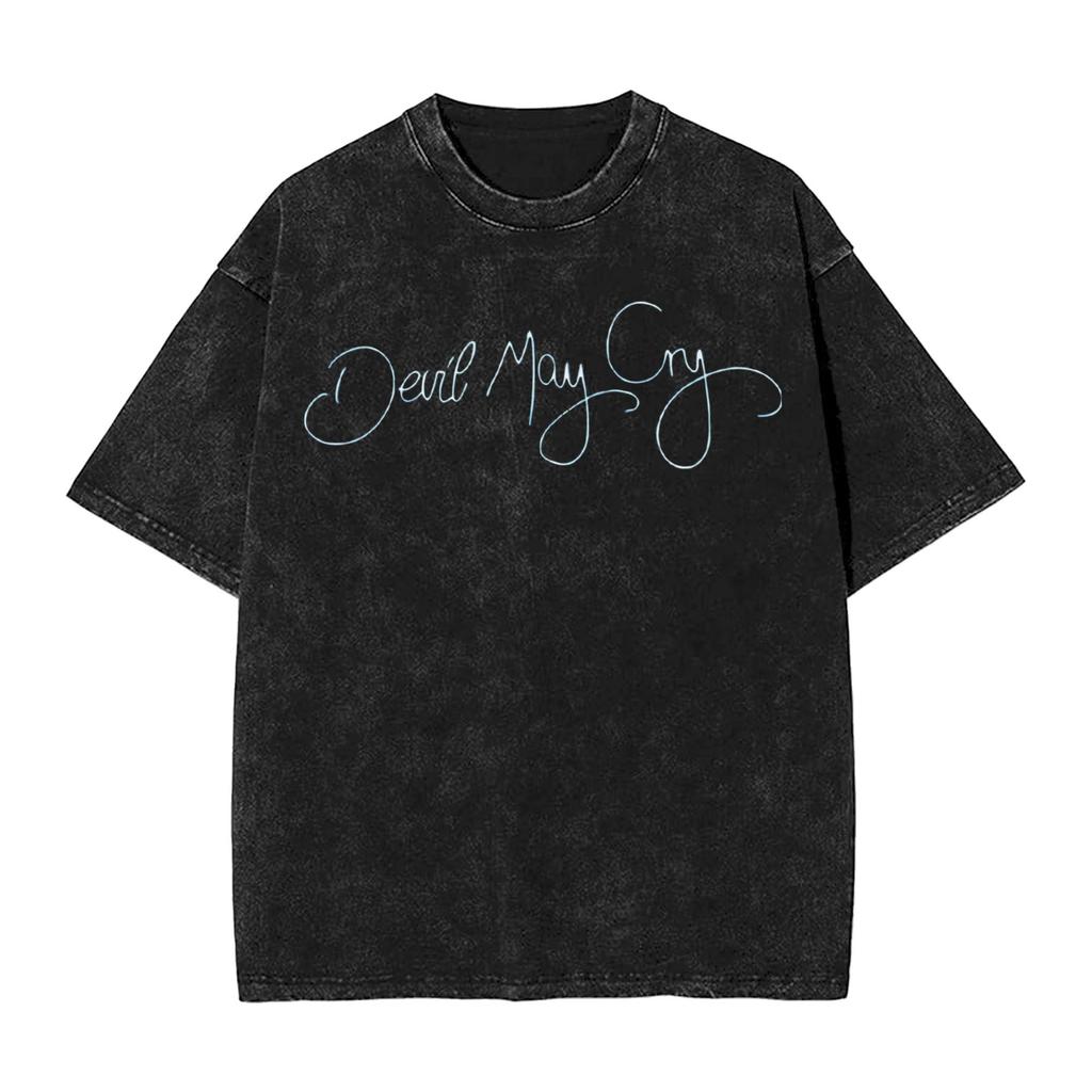 Devil May Cry Dante Manga Washed TShirt DMC Graphic Print TShirts for Men Women Clothing Cotton Oversized Short Sleeve Tees