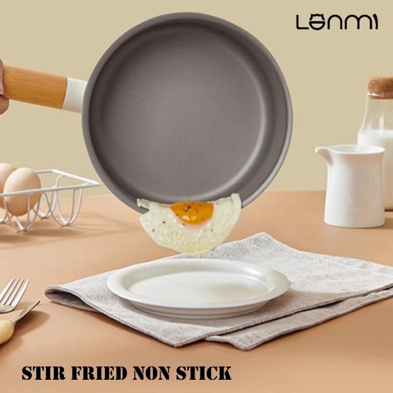 LANMI 18CM Milk Pot Non-stick Ceramic Coating Stock Pot Anti-overflow Baby Food Supplement Pots with Glass Lid Kitchen Cookware