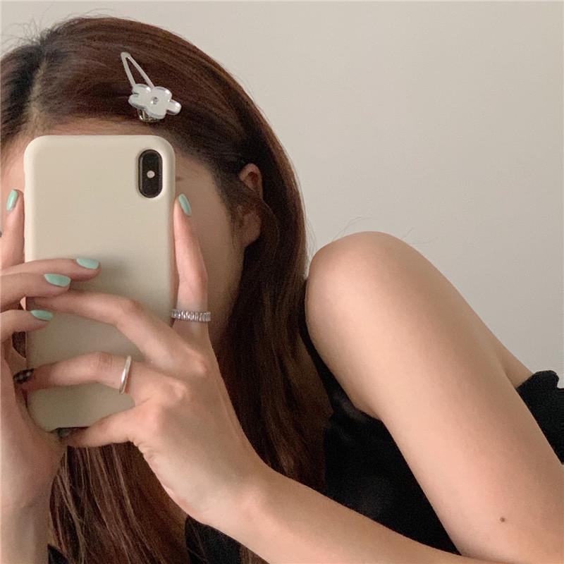 Srebrna spinka do włosów w kwiaty - Styl INS, prosty niszowy design, klips kaczy do grzywki, boczna spinka, dodatek do włosów dla kobiet