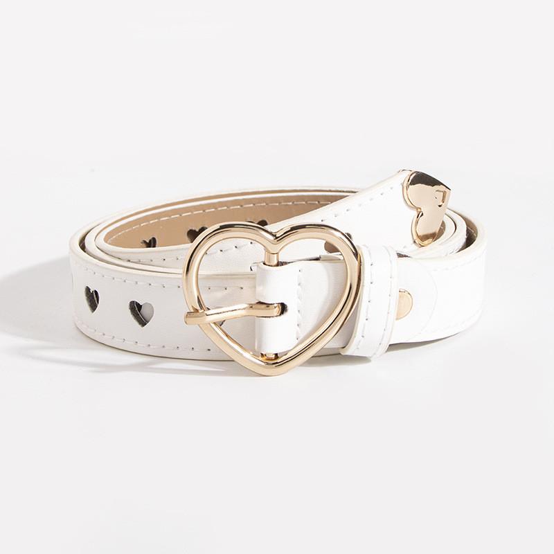 Love Heart Shape Hollow Belt With Metal Pin For Trendy Office Style