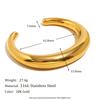 MamacitaSlay Classic 18K Gold Plated Stainless Steel Wide Edge Open Bracelet For Women's Retro Waterproof Wrist Jewelry Gift