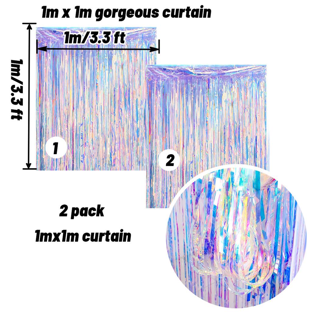 Iridescent Shiny Rainbow Honeycomb Snowflake Xmas Tree Star Fan Curtains For Birthday Party Wedding Christmas Decor