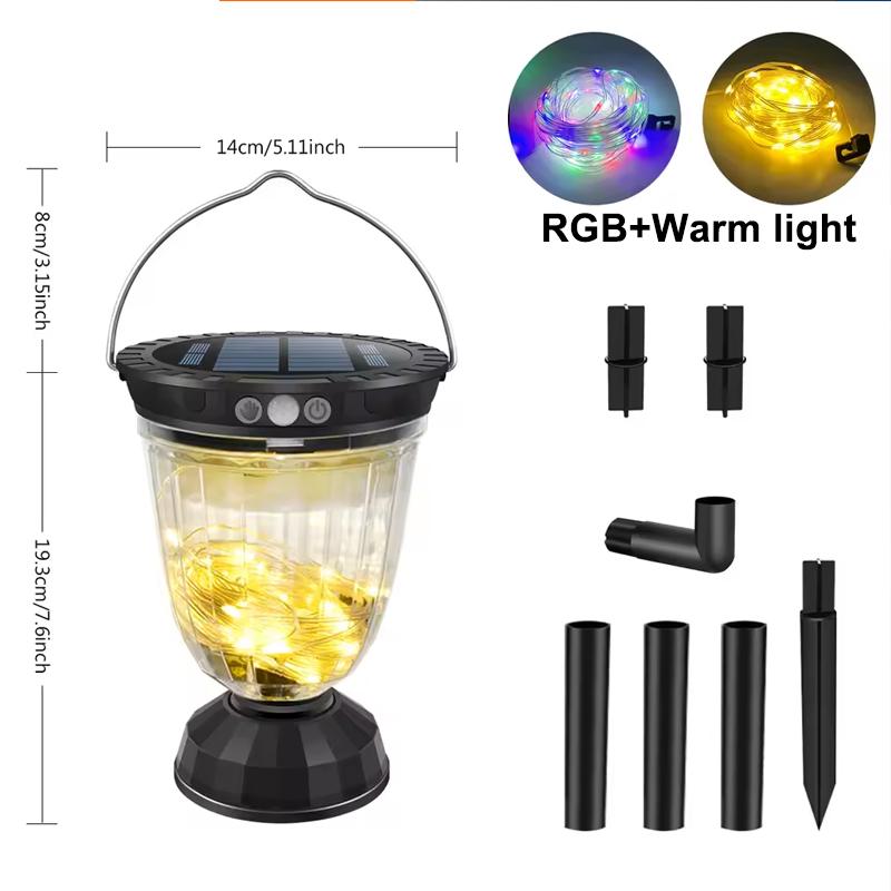 

Solar Garden Light 10 Lighting Mode Pathway Lawn Lamp with 10M String Waterproof Camping Lights RGB LED Landscape Lighting Decor