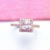Purple Gold Four-Claw Zircon Ring, Simple Style, High-Grade Rose Gold Plated With Diamonds, Open Ring For Women