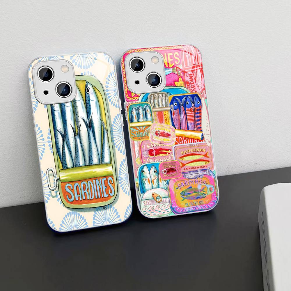 Sardinen Fisch Gehärtetes Glas Für Iphone 14 13 12 11 Pro Mini XS MAX 14Plus X XS XR Hülle