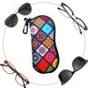Totem Printed Glasses Case Shockproof Eyeglass Storage Bag With Zipper Keychain Portable Outdoor Sunglasses Pouch Eyewear Holder