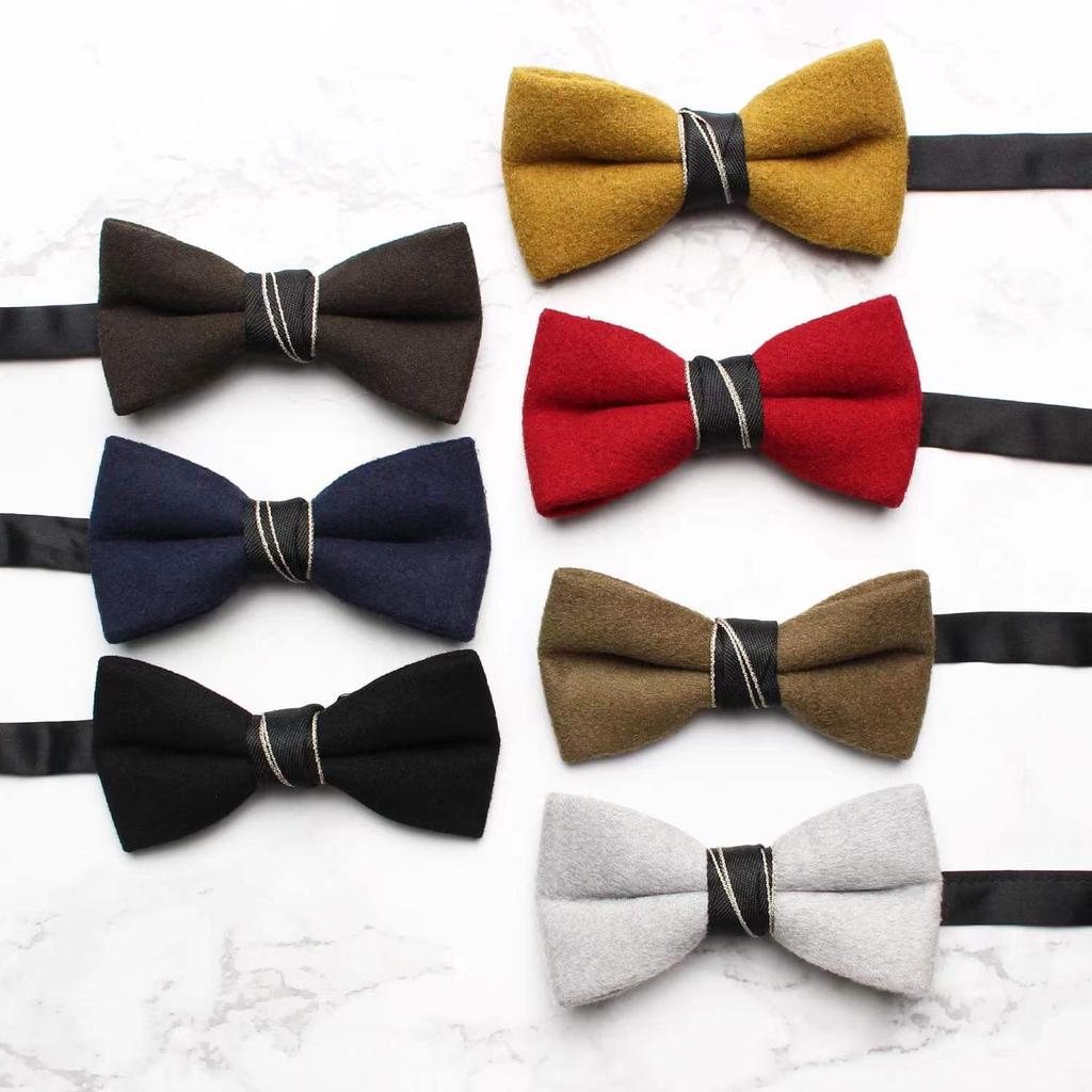 Herren Imitatwolle Hochzeit Moderator Trauzeuge Fliege, Lässige einfarbige Business Fliege