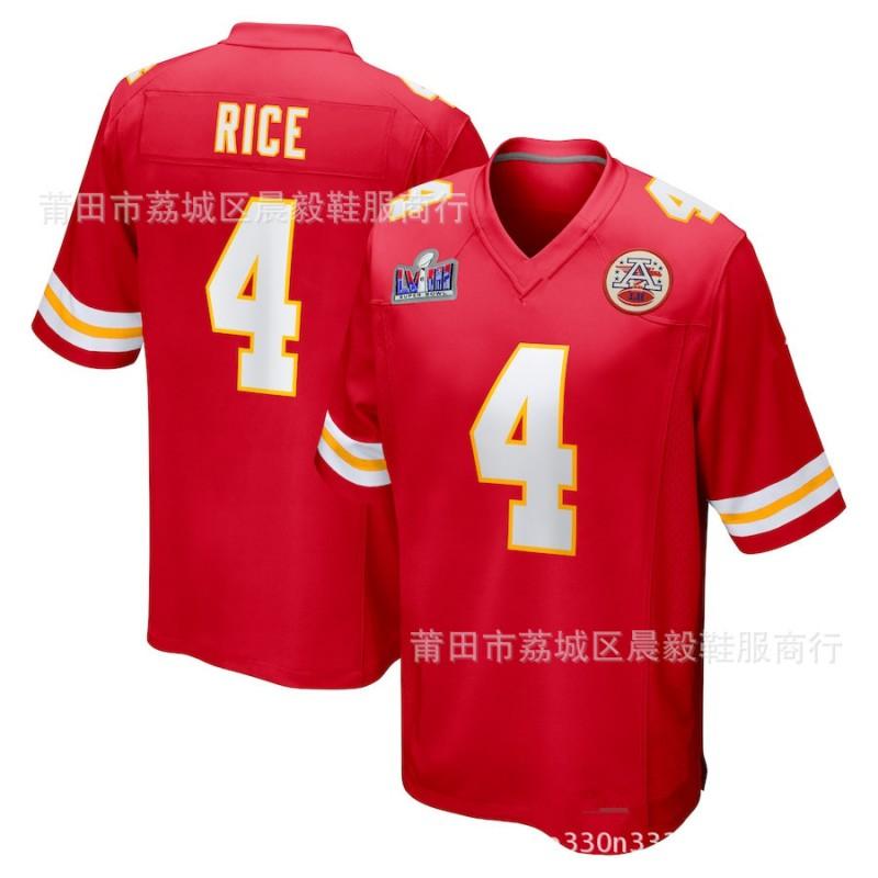 Kansas City Chiefs NFL Koszulka Piłkarska Mahomes 15 Kelce 87 Haftowana Bawełniana Męska Koszulka Sportowa Drużynowa