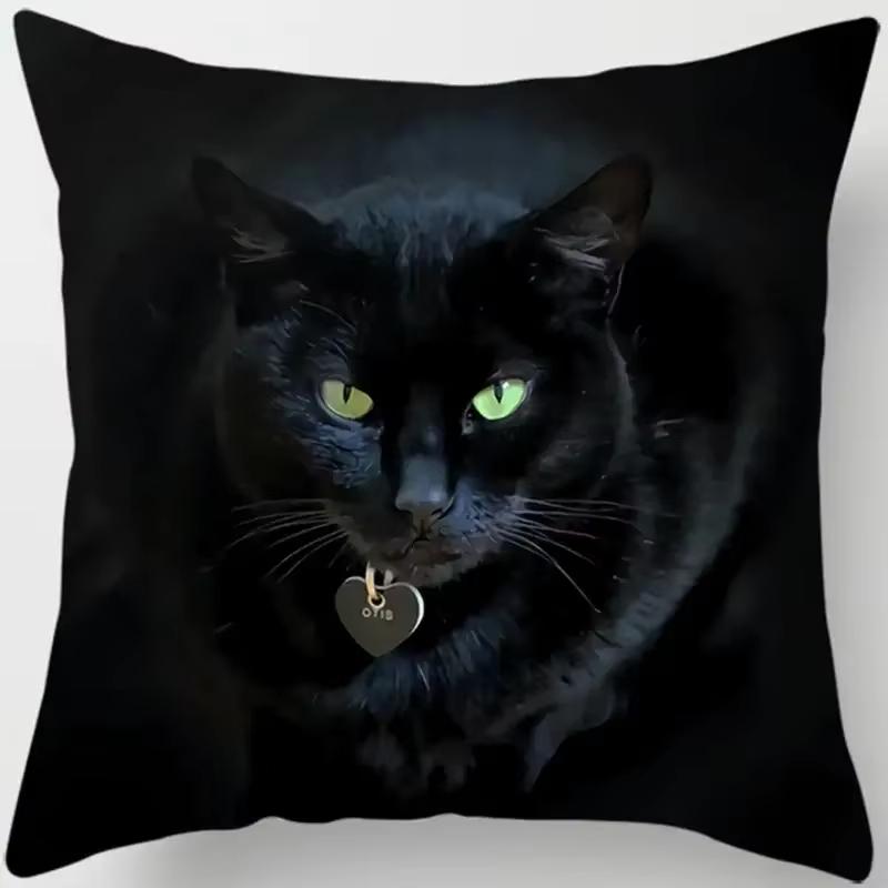 Cartoon Cat Printed Square Pillowcase Home Bedroom Car Sofa Cushion Cover