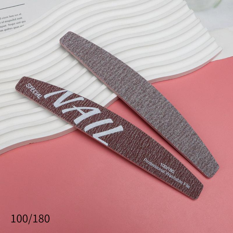 Pro Manicure Nail Files Dual Sided Nail Care Tools Buffing Sanding Halfmoon Shapes Nails Washable 100/150/180/240 Grit