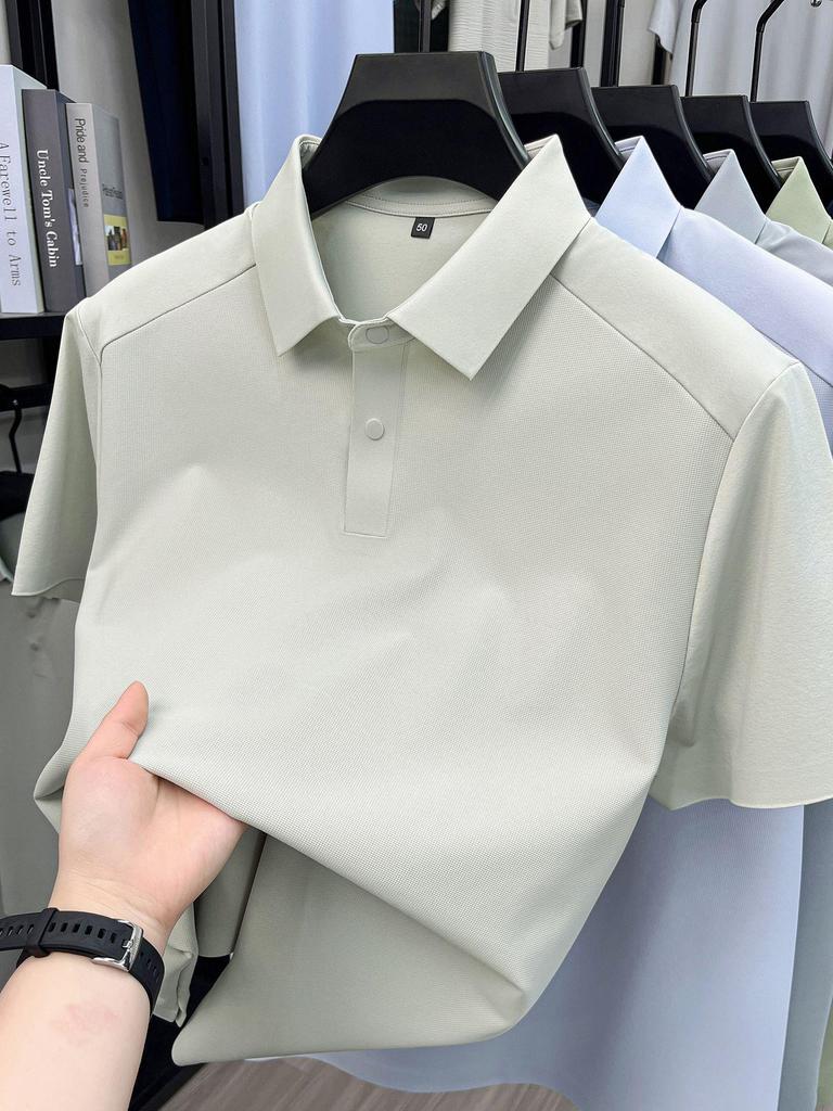 2026 Herren Sommer Kurzarm Kühl Sonnenschutz Poloshirt - Lässig und Vielseitig Einfarbige für Pendler mittleren Alters