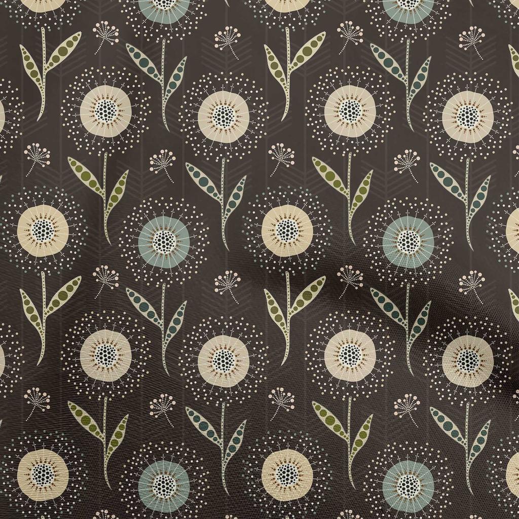 oneOone Cotton Poplin Brown Fabric Dotted Floral Diy Clothing Quilting Fabric Print Fabric By Yard 42 Inch