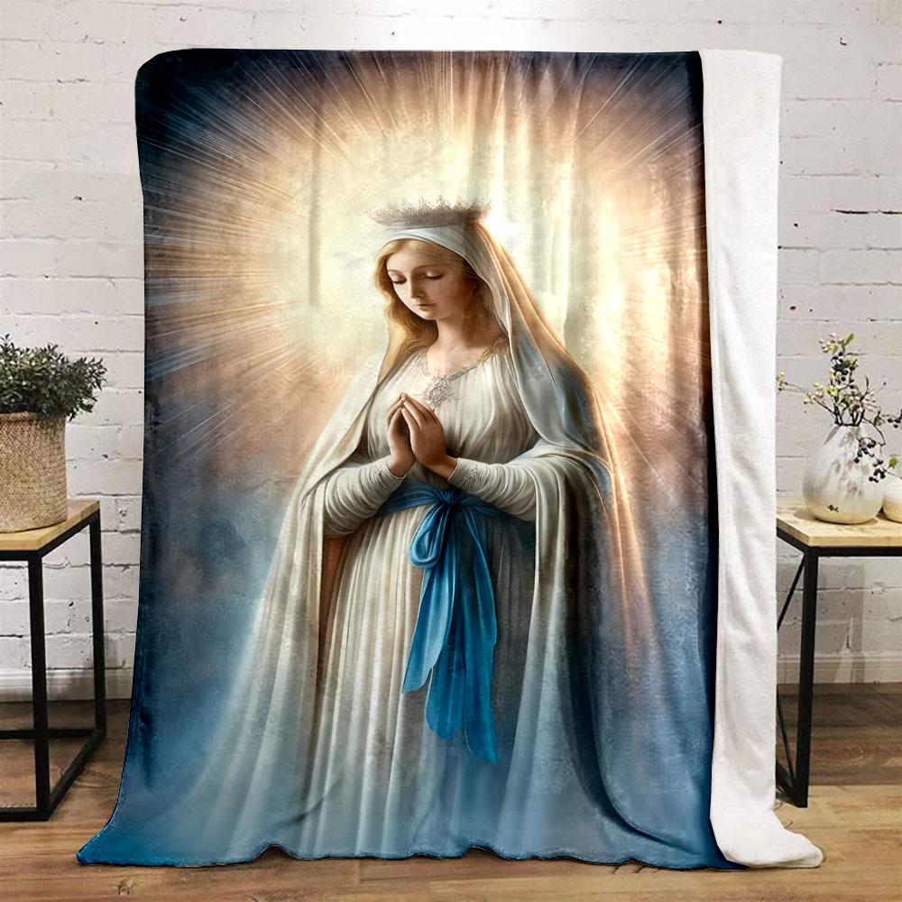 Blessed Virgin Mary Prayer Blanket  Printed Blanket for Living Room Bed Couch lunch break Soft Cozy Blanket for Friend's festival Gift