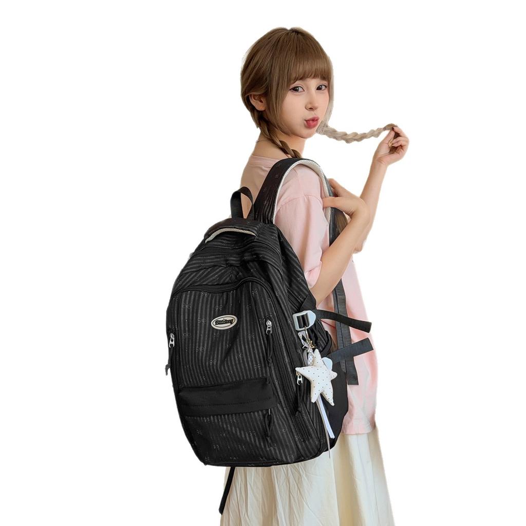Schoolbag new striped spring outing high value soft girl cute middle school student backpack small fresh backpack