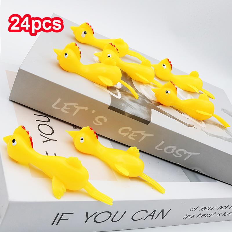 12/24pcs Fun Soft Plastic Finger Catapult Chicken Game Kids Birthday Party Gift School Gift Prize Pack Toys