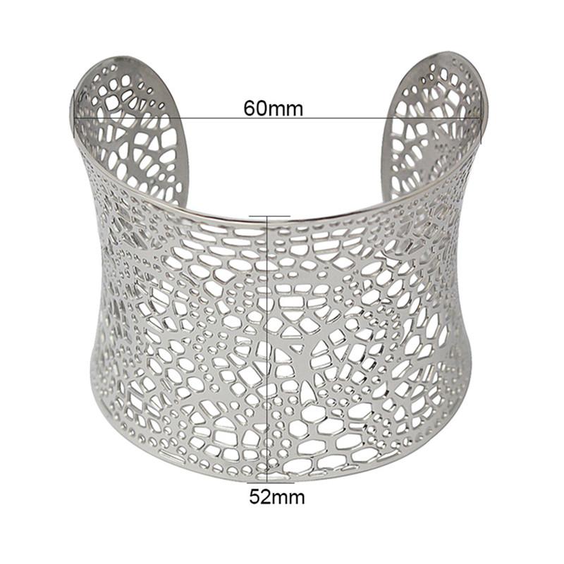 

Wide Steel Cuff Geometrik Bangle Women Body Jewelry Bangles Silver Color