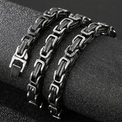 Collane da uomo vintage impermeabili per uomo Collana con catena a maglie larghe 6/8MM Uomo in acciaio inossidabile 316L nero