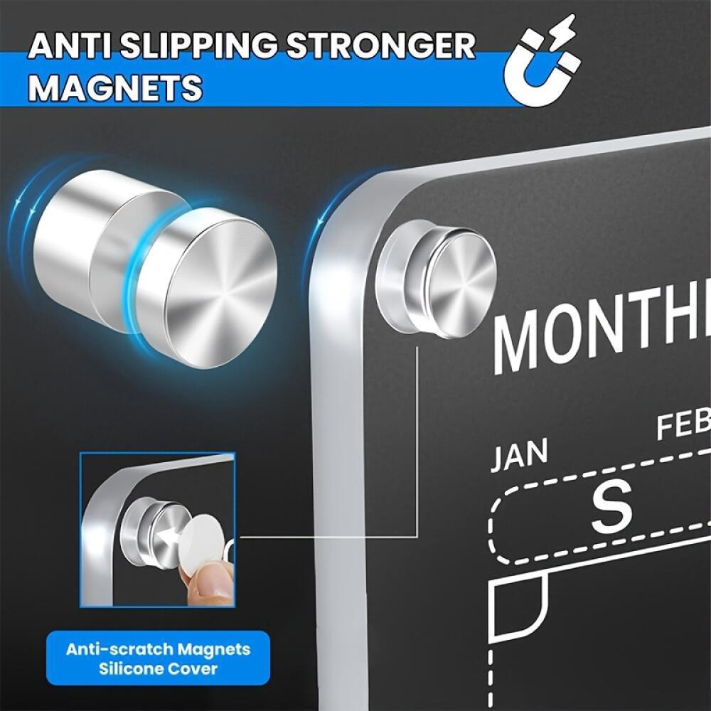 1set 2D Flat Transparent Acrylic Magnetic Fridge Calendar with Dry Erase Markers - Monthly and Weekly Planner for Refrigerator