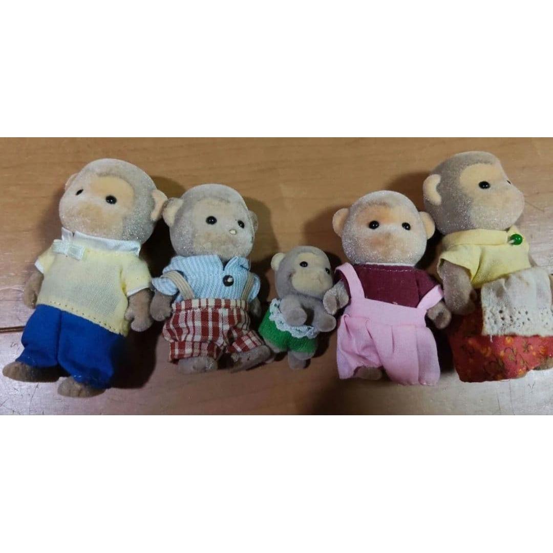 Used Sylvanian Families Monkey Family Doll Set of 5