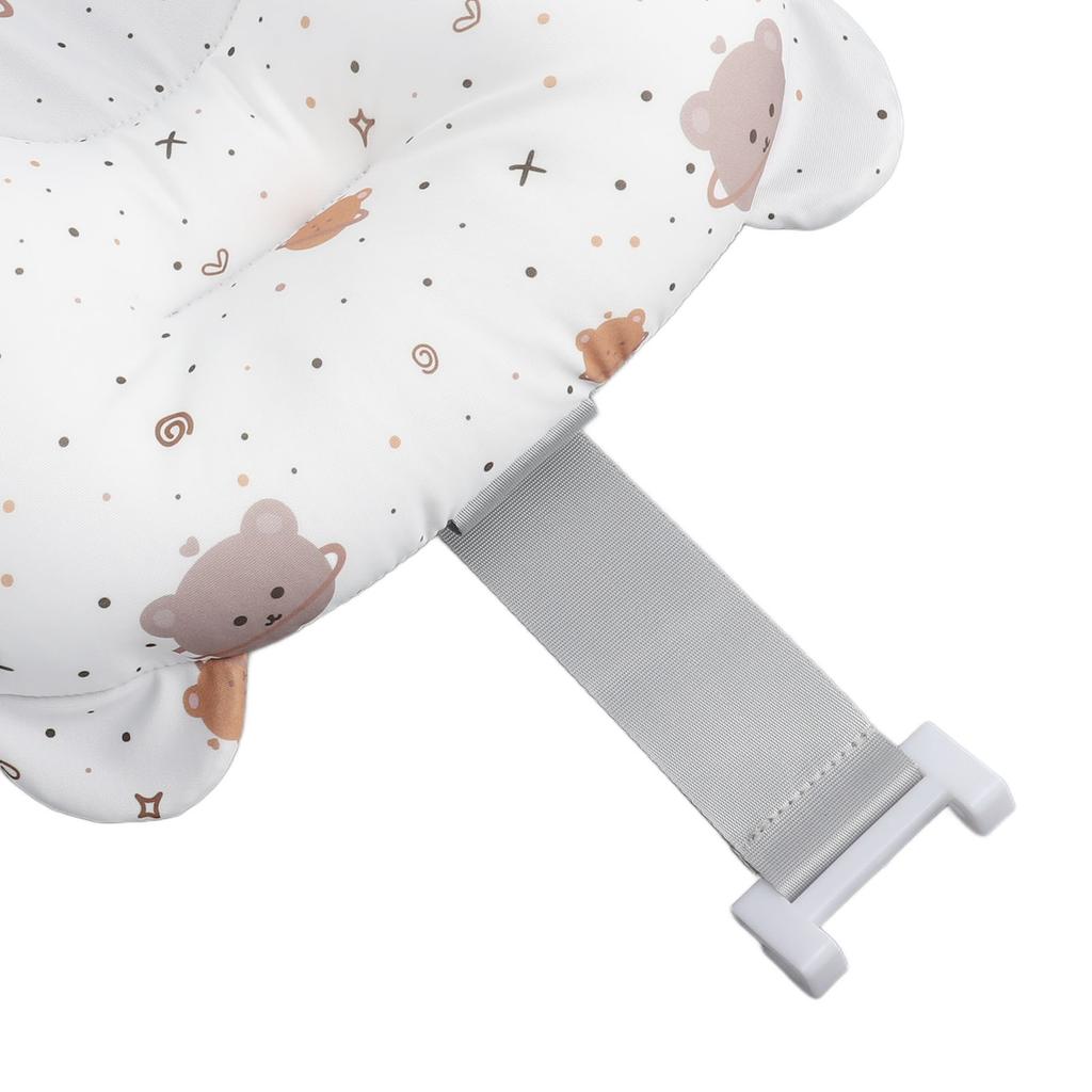 Soft Baby Bath Support Cushion Pad Cute Cartoon Bear Pattern Newborn Bathtub Floating Pillow Mat White