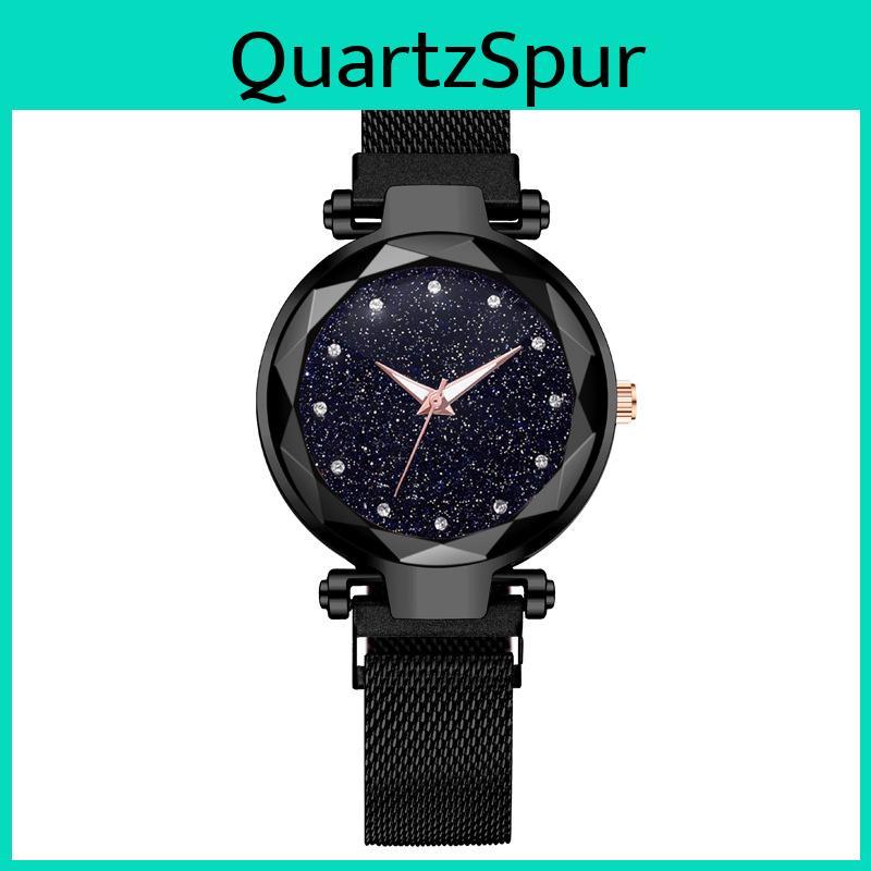 Starry Surface Ladies Watch With Quartz Movement And Metal Strap For Casual Wear And Gift