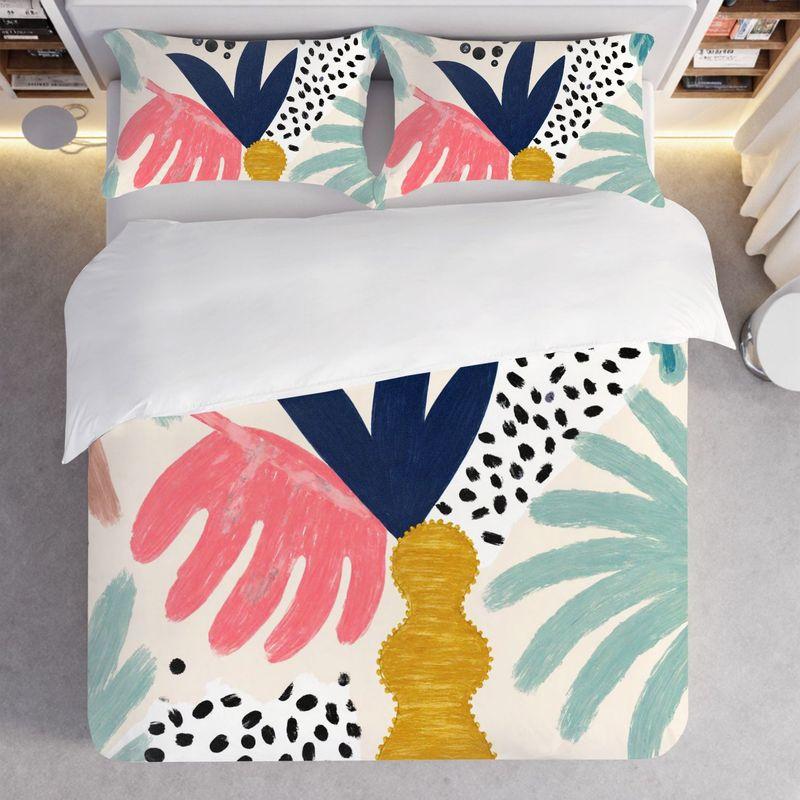 3-Piece Bedding Pillowcase Quilt Cover Set Plant Geometric Pattern 2D Digital Printing Suitable For Bedroom Dormitory Decoration