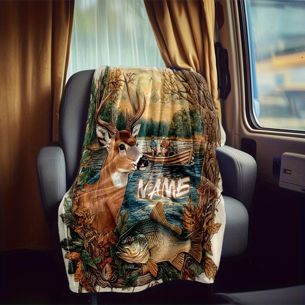 Elk And Fish Customize Your Name Rv Blanket Comfortable Soft Lightweight Allseason Multipurpose Blanket For Travel Camping Picnics Sofas Rvs Beds