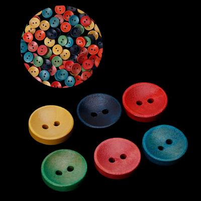 100 st blandat trä träknappar 2 hål 15 mm sömnad Scrapbooking DIY Craft