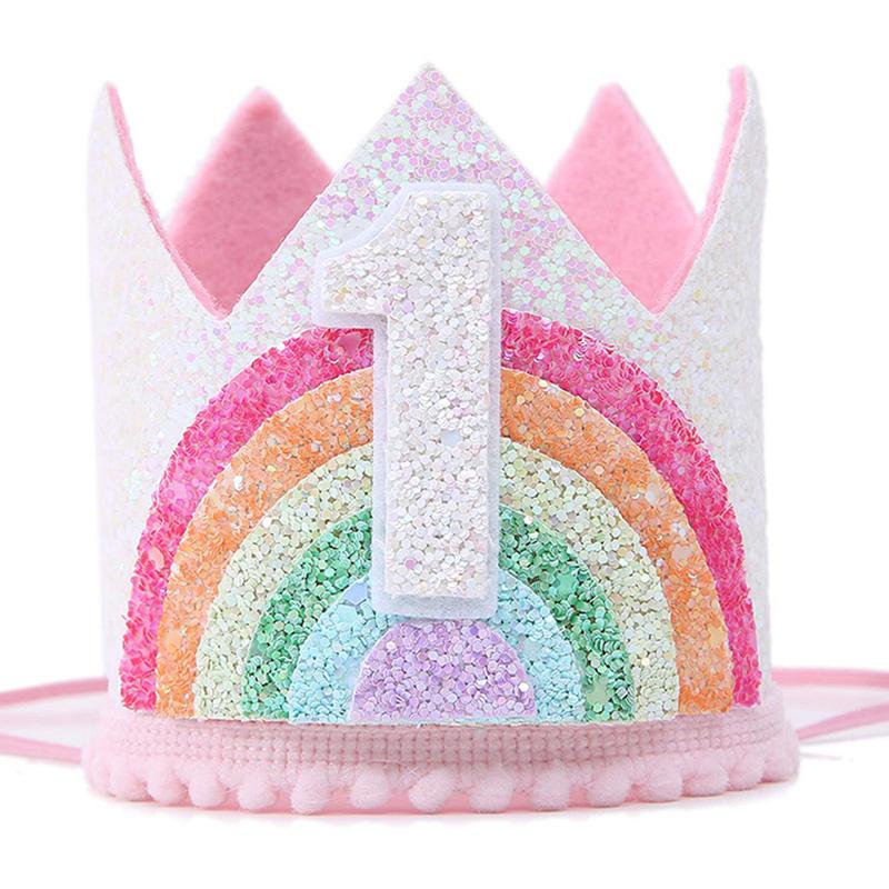 Filcový klobúk s korunou na 1. narodeniny pre bábätko chlapca dievča Číslo 1 Čelenky Princ Princezná Narodeninový klobúk Fotorekvizity Dekorácie na 1. narodeniny