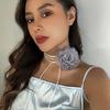 Fashion Trend Mesh Flower Rose Collarbone Chain Temperament Simple Necklace