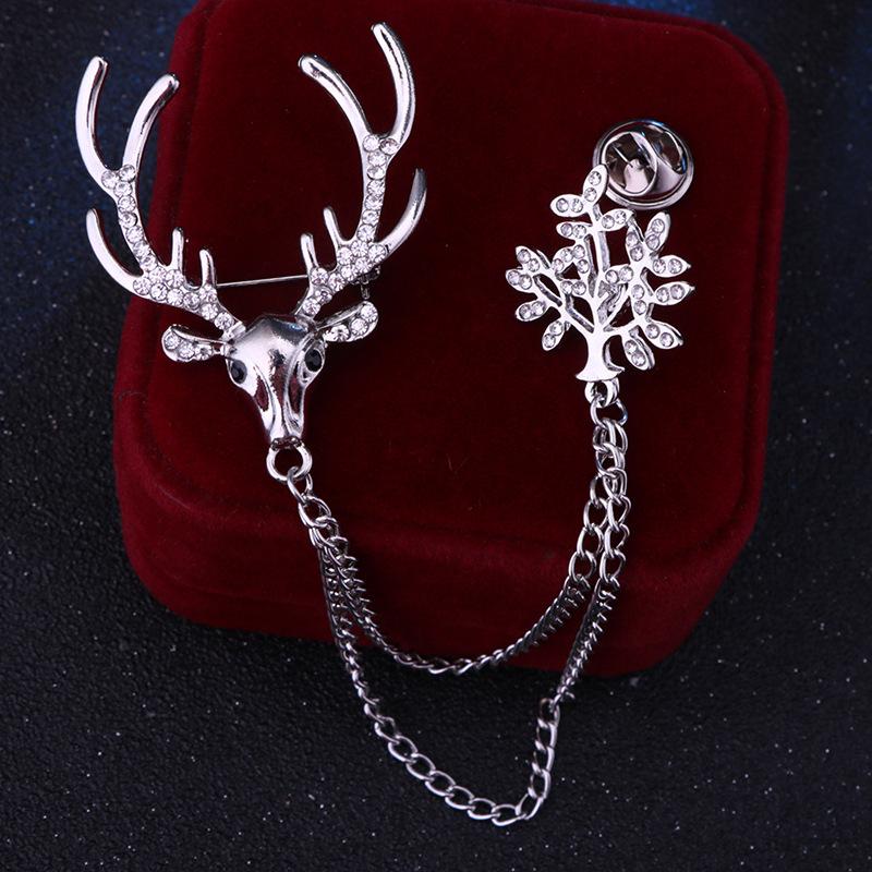 

1Pc Reindeer Rhinestone Christmas Brooch, Versatile Men s and Women s Clothing, European and American Christmas Tree Reindeer Brooch,