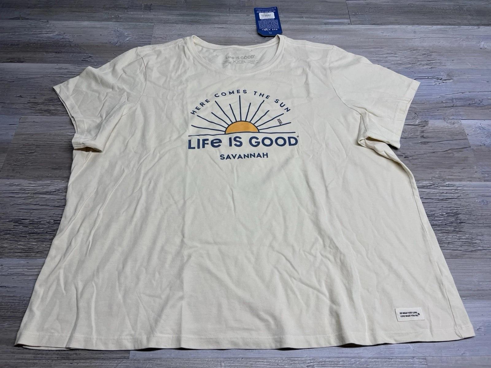 

Life is Good Womens Crusher Tee Size 3XL Here Comes The Sun Savannah Georgia XL