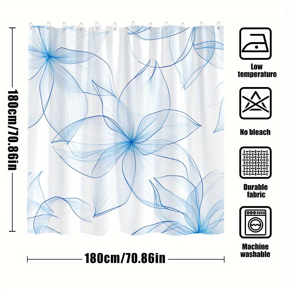 

1Pc Blue Floral Pattern With Transparent Petals Shower Curtain, Polyester Fabric, Elegant Minimalist Design, Bathroom Decor W60H190(CM)-1 Pcs