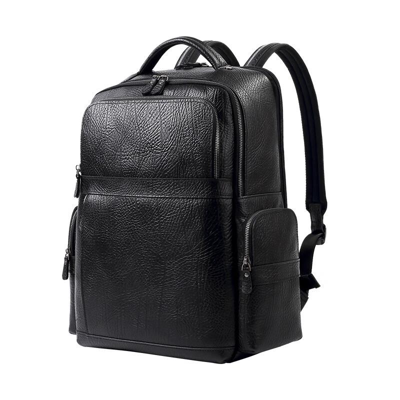 SCHWARZETIENNE Men's Premium Leather Business Laptop Backpack