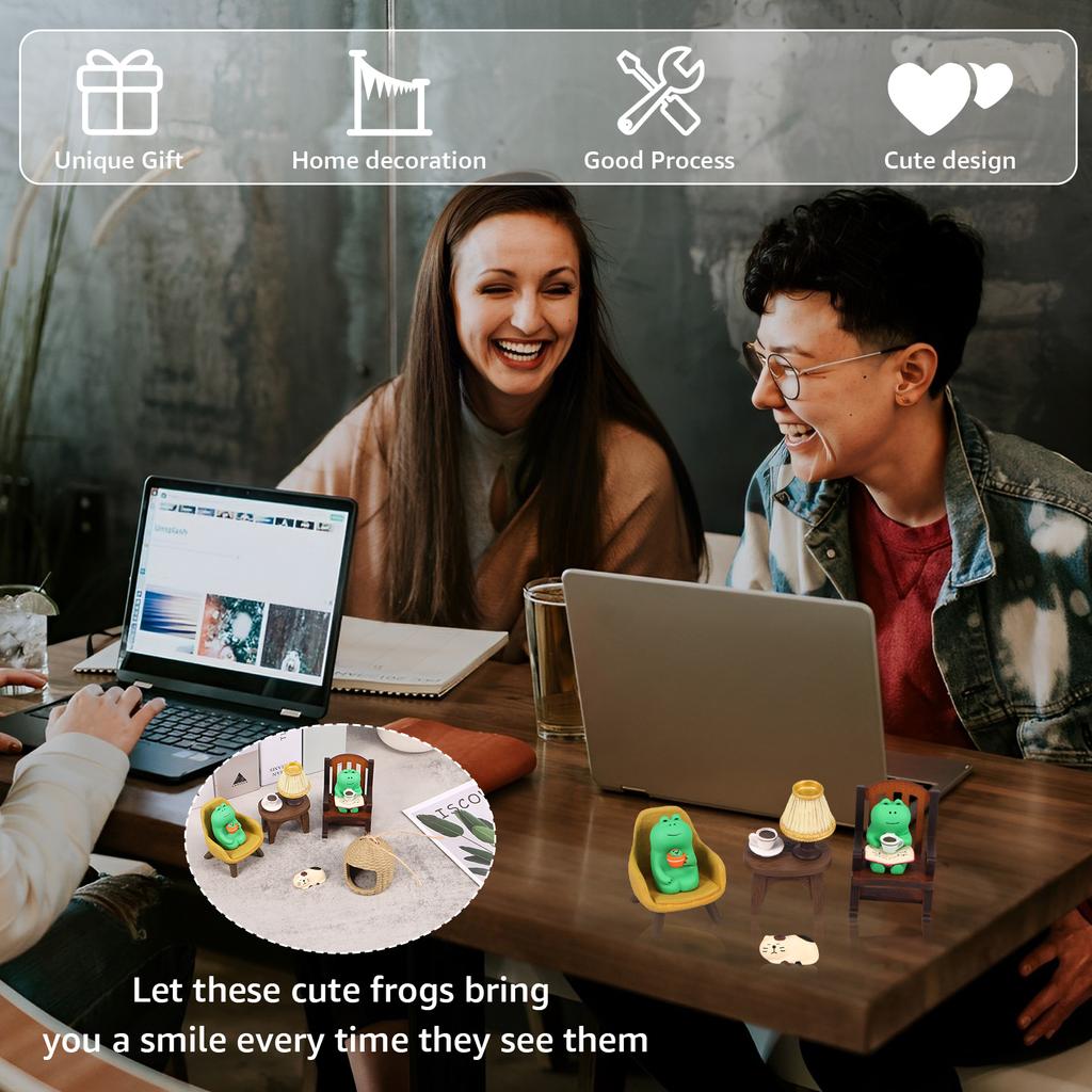 Set de figurine de broasca 7 buc Set de broasca in miniatura decor de gradina Set de decoratiuni de broasca Mini sculptura pentru birou decor dormitor cadou de aniversare