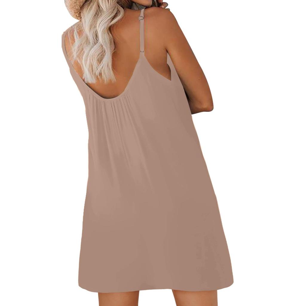 Women's Bohemian Dress Casual Loose Sleeveless Bib Style Dresses