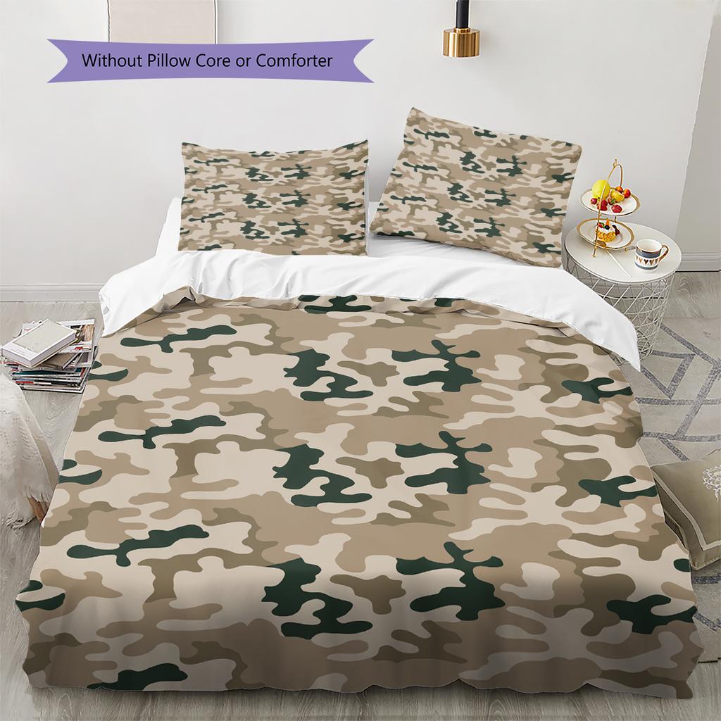 Camouflage Pattern Bedding Quilt Set Quilt Cover Pillowcase Home Decoration Gift (1 * duvet cover + 2 * pillowcase, without core)