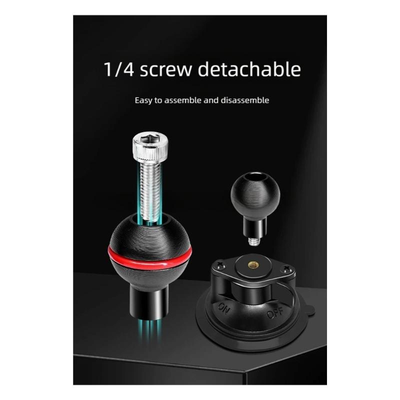Heavy Duty 1inch Ball Head Mount Adapter To 1/4inch Screw for Underwater Diving Fill Light Arm Tray Accessories